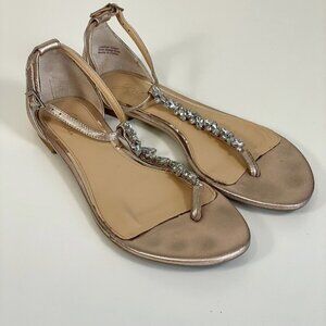 Jewel Badgley Mischka Dafina Metallic Thong Sandal Gold 8 Leather Embellished
